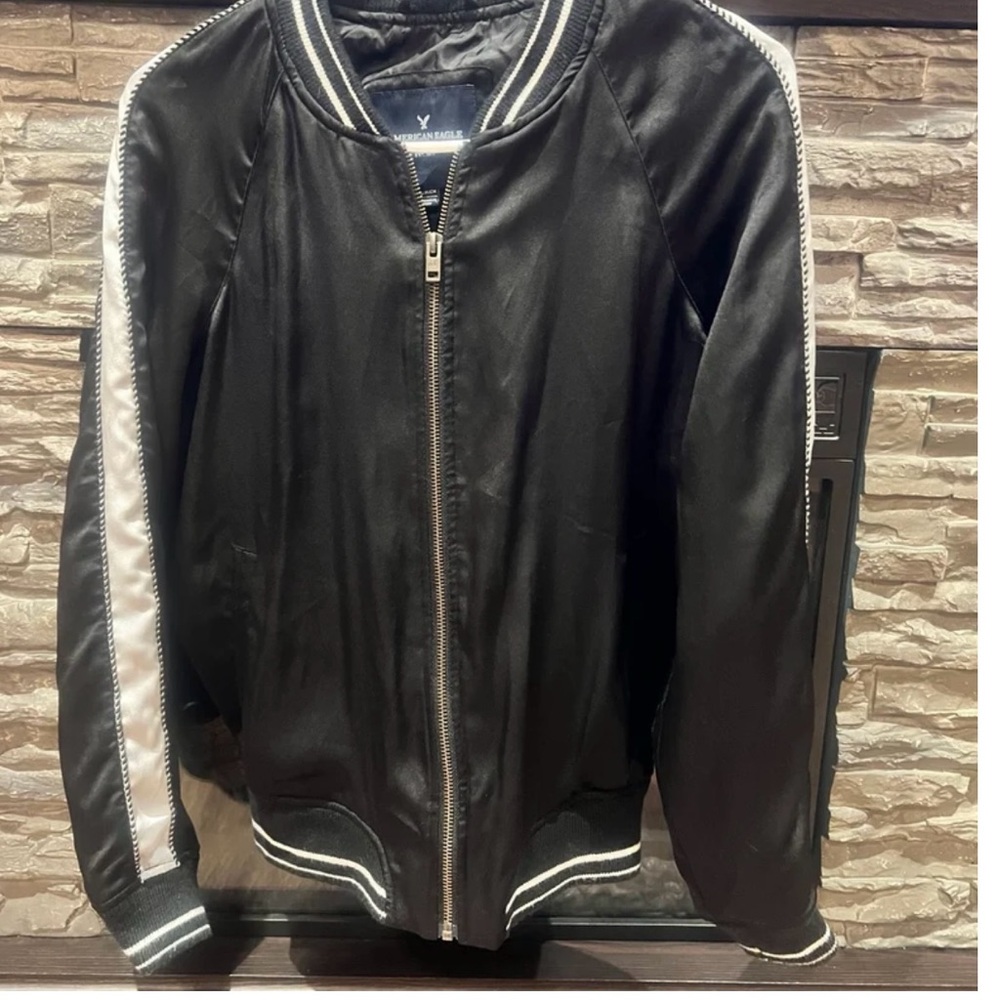American Eagle Black Bomber Jacket - image 1